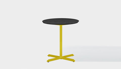 reddie-raw round 60dia x 75H *cm / Solid Reclaimed Wood Teak~Black / Metal~Yellow Andi Pedestal Cafe & Bar Table (2 Heights)