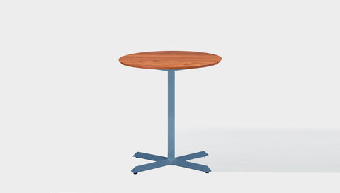 reddie-raw round 60dia x 75H *cm / Solid Reclaimed Wood Teak~Natural / Metal~Blue Andi Pedestal Cafe & Bar Table (2 Heights)