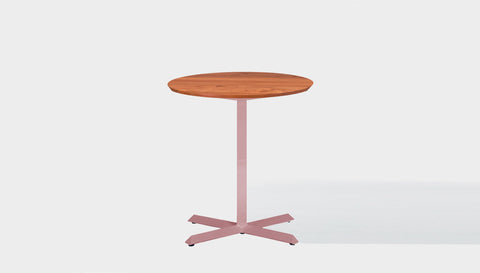 reddie-raw round 60dia x 75H *cm / Solid Reclaimed Wood Teak~Natural / Metal~Pink Andi Pedestal Cafe & Bar Table (2 Heights)
