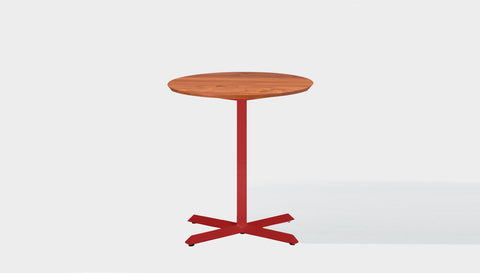 reddie-raw round 60dia x 75H *cm / Solid Reclaimed Wood Teak~Natural / Metal~Red Andi Pedestal Cafe & Bar Table (2 Heights)