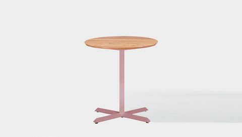 reddie-raw round 60dia x 75H *cm / Solid Reclaimed Wood Teak~Oak / Metal~Pink Andi Pedestal Cafe & Bar Table (2 Heights)