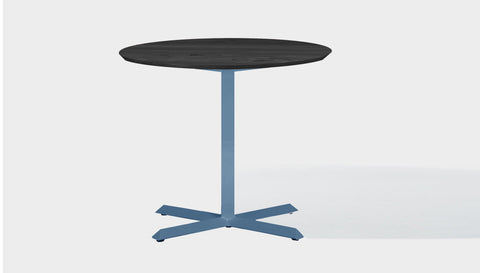 reddie-raw round 100dia x 75H *cm / Solid Reclaimed Wood Teak~Black / Metal~Blue Andi Pedestal Table