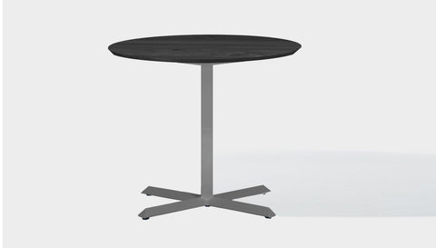 reddie-raw round 100dia x 75H *cm / Solid Reclaimed Wood Teak~Black / Metal~Grey Andi Pedestal Table