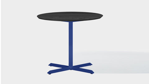 reddie-raw round 100dia x 75H *cm / Solid Reclaimed Wood Teak~Black / Metal~Navy Andi Pedestal Table