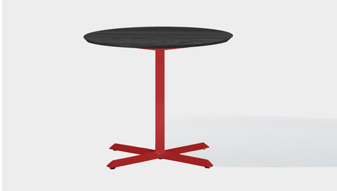 reddie-raw round 100dia x 75H *cm / Solid Reclaimed Wood Teak~Black / Metal~Red Andi Pedestal Table