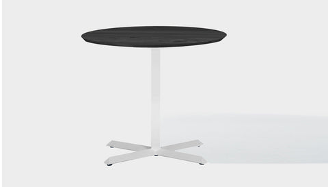 reddie-raw round 100dia x 75H *cm / Solid Reclaimed Wood Teak~Black / Metal~White Andi Pedestal Table