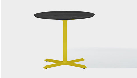 reddie-raw round 100dia x 75H *cm / Solid Reclaimed Wood Teak~Black / Metal~Yellow Andi Pedestal Table