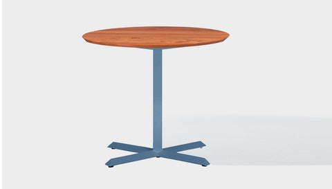 reddie-raw round 100dia x 75H *cm / Solid Reclaimed Wood Teak~Natural / Metal~Blue Andi Pedestal Table