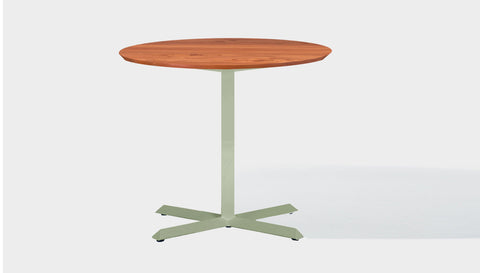 reddie-raw round 100dia x 75H *cm / Solid Reclaimed Wood Teak~Natural / Metal~Mint Andi Pedestal Table