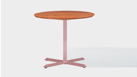 reddie-raw round 100dia x 75H *cm / Solid Reclaimed Wood Teak~Natural / Metal~Pink Andi Pedestal Table