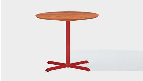 reddie-raw round 100dia x 75H *cm / Solid Reclaimed Wood Teak~Natural / Metal~Red Andi Pedestal Table