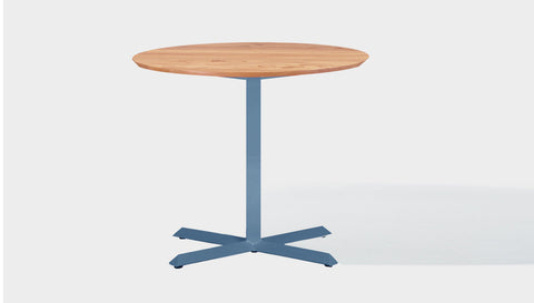 reddie-raw round 100dia x 75H *cm / Solid Reclaimed Wood Teak~Oak / Metal~Blue Andi Pedestal Table