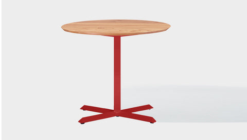reddie-raw round 100dia x 75H *cm / Solid Reclaimed Wood Teak~Oak / Metal~Red Andi Pedestal Table