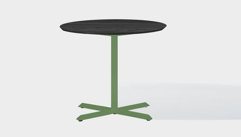 reddie-raw round 60dia x 75H *cm / Solid Reclaimed Wood Teak~Black / Metal~Green Andi Pedestal Table