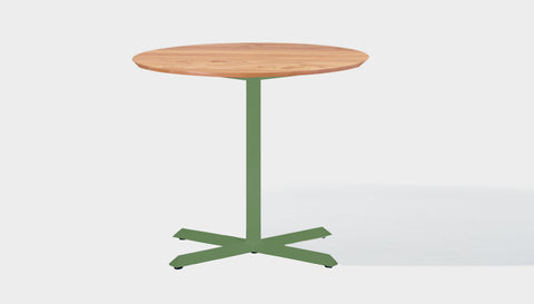 reddie-raw round 60dia x 75H *cm / Solid Reclaimed Wood Teak~Oak / Metal~Green Andi Pedestal Table