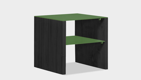 reddie-raw square side table 45W x 45D x 45H *cm / Metal~Green / Solid Reclaimed Wood Teak~Black Andi Side Table