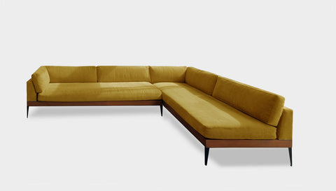 reddie-raw sofa 310W x 220D x 75H (42H seat) *cm 2 x (A220LH) / Fabric~Magma Dijon / Solid Reclaimed Wood Teak~Natural Andi Sofa Sectional
