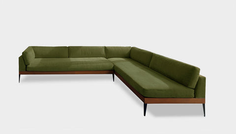 reddie-raw sofa 310W x 220D x 75H (42H seat) *cm 2 x (A220LH) / Fabric~Magma Grass / Solid Reclaimed Wood Teak~Natural Andi Sofa Sectional