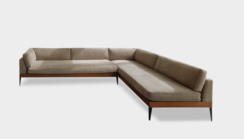 reddie-raw sofa 310W x 220D x 75H (42H seat) *cm 2 x (A220LH) / Fabric~Magma Latte / Solid Reclaimed Wood Teak~Natural Andi Sofa Sectional