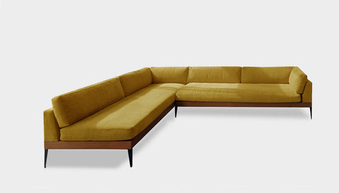 reddie-raw sofa 310W x 220D x 75H (42H seat) *cm 2 x (A220RH) / Fabric~Magma Dijon / Solid Reclaimed Wood Teak~Natural Andi Sofa Sectional
