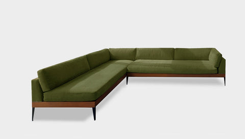 reddie-raw sofa 310W x 220D x 75H (42H seat) *cm 2 x (A220RH) / Fabric~Magma Grass / Solid Reclaimed Wood Teak~Natural Andi Sofa Sectional