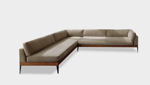 reddie-raw sofa 310W x 220D x 75H (42H seat) *cm 2 x (A220RH) / Fabric~Magma Latte / Solid Reclaimed Wood Teak~Natural Andi Sofa Sectional