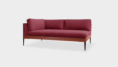 reddie-raw sofa (A220LH) 220W x 90D x 75H  (42H seat) *cm / Fabric~Magma_Merlot / Solid Reclaimed Wood Teak~Natural Andi Sofa Sectional