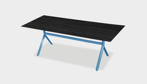 reddie-raw rectangular 160L x 90D x 75H *cm / Solid Reclaimed Wood Teak~Black / Metal~Blue Andi Table