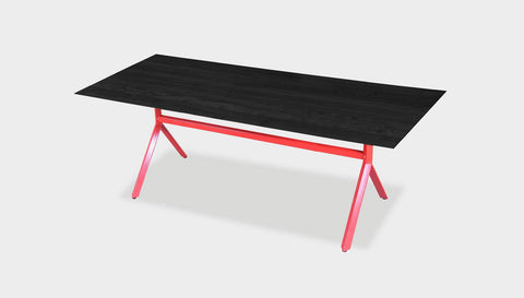 reddie-raw rectangular 160L x 90D x 75H *cm / Solid Reclaimed Wood Teak~Black / Metal~Red Andi Table