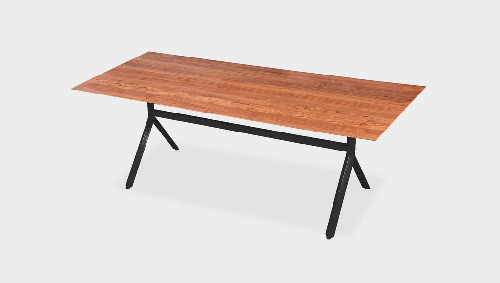 reddie-raw rectangular 160L x 90D x 75H *cm / Solid Reclaimed Wood Teak~Natural / Metal~Black Andi Table