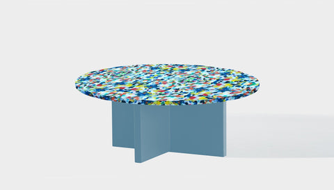 reddie-raw round side table 90dia x 35H *cm / Recycled bottle tops~freckles / Solid Reclaimed Wood Teak~Blue Bob Coffee Table Round- Recycled Bottle Tops