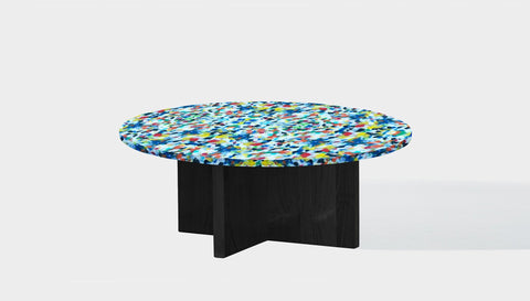 reddie-raw round side table 90dia x 35H *cm / Recycled bottle tops~freckles / Solid Reclaimed Wood Teak~Teak Black Bob Coffee Table Round- Recycled Bottle Tops