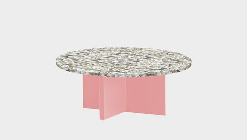 reddie-raw round side table 90dia x 35H *cm / Recycled bottle tops~Pearl / Solid Reclaimed Wood Teak~Pink Bob Coffee Table Round- Recycled Bottle Tops