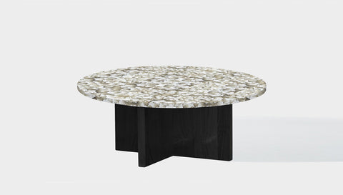reddie-raw round side table 90dia x 35H *cm / Recycled bottle tops~Pearl / Solid Reclaimed Wood Teak~Teak Black Bob Coffee Table Round- Recycled Bottle Tops