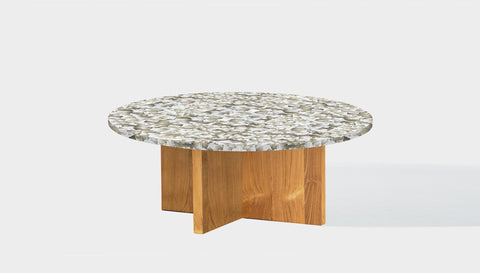reddie-raw round side table 90dia x 35H *cm / Recycled bottle tops~Pearl / Solid Reclaimed Wood Teak~Teak Oak Bob Coffee Table Round- Recycled Bottle Tops