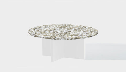 reddie-raw round side table 90dia x 35H *cm / Recycled bottle tops~Pearl / Solid Reclaimed Wood Teak~White Bob Coffee Table Round- Recycled Bottle Tops