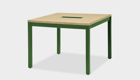 reddie-raw desk 100W x 100D x 75H *cm / Wood-Veneer~Oak / Metal~Green Bob Hot Desk