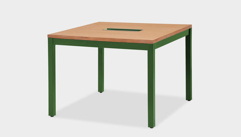 reddie-raw desk 100W x 100D x 75H *cm / Wood-Veneer~Teak / Metal~Green Bob Hot Desk