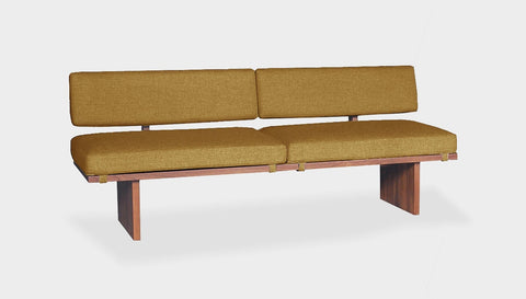 reddie-raw sofa 180W x 64D x 72H  (42H seat) *cm / Fabric~Blush Curry / Solid Reclaimed Wood Teak~Natural Bob Lounge