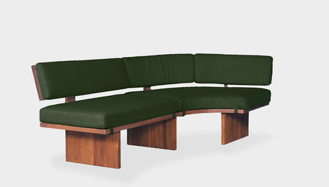 reddie-raw sofa 101W x 191D x 72H (42H seat) *cm  CURVED LEFT / Fabric~Davano Dark Green / Solid Reclaimed Wood Teak~Natural Bob Lounge Modular