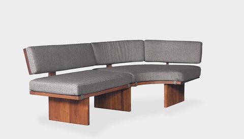 reddie-raw sofa 101W x 191D x 72H (42H seat) *cm  CURVED LEFT / Fabric~Davano Grey / Solid Reclaimed Wood Teak~Natural Bob Lounge Modular