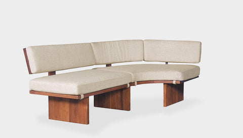 reddie-raw sofa 101W x 191D x 72H (42H seat) *cm  CURVED LEFT / Fabric~Davano Paper Bank / Solid Reclaimed Wood Teak~Natural Bob Lounge Modular