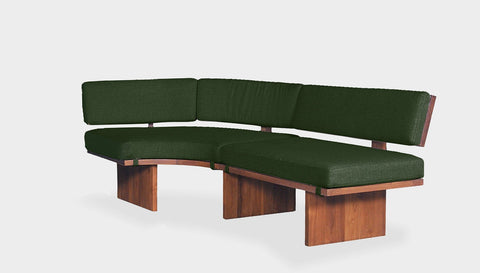reddie-raw sofa 101W x 191D x 72H (42H seat) *cm  CURVED RIGHT / Fabric~Davano Dark Green / Solid Reclaimed Wood Teak~Natural Bob Lounge Modular
