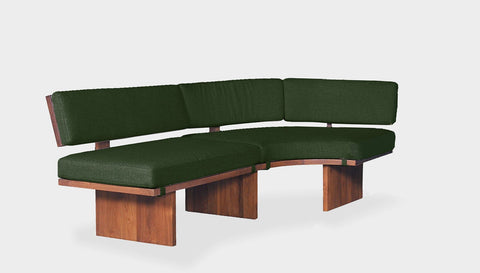 reddie-raw sofa 191W x 101D x 72H (42H seat) *cm  CURVED LEFT / Fabric~Davano Green / Solid Reclaimed Wood Teak~Natural Bob Lounge Modular