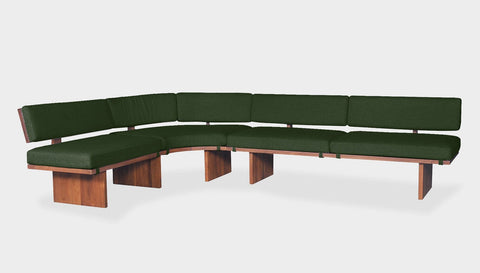 reddie-raw sofa 281W x 191D x 72 (42H seat) *cm / Fabric~Davano Dark Green / Solid Reclaimed Wood Teak~Natural Bob Lounge Modular