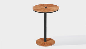 reddie-raw outdoor dining table round 60dia x 100H *cm / Solid Reclaimed Wood Teak~Natural / Metal~Black Bob Outdoor Pedestal Cafe & Bar Table (2 heights)