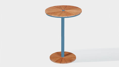 reddie-raw outdoor dining table round 60dia x 100H *cm / Solid Reclaimed Wood Teak~Natural / Metal~Blue Bob Outdoor Pedestal Cafe & Bar Table (2 heights)