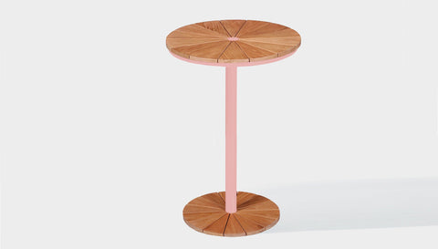 reddie-raw outdoor dining table round 60dia x 100H *cm / Solid Reclaimed Wood Teak~Natural / Metal~Pink Bob Outdoor Pedestal Cafe & Bar Table (2 heights)