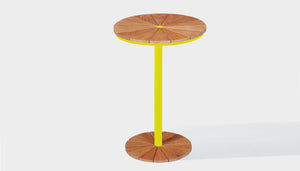 reddie-raw outdoor dining table round 60dia x 100H *cm / Solid Reclaimed Wood Teak~Natural / Metal~Yellow Bob Outdoor Pedestal Cafe & Bar Table (2 heights)