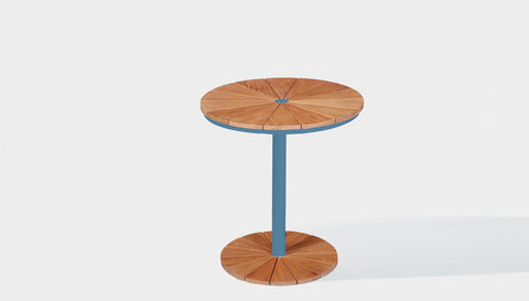 reddie-raw outdoor dining table round 60dia x 75H *cm / Solid Reclaimed Wood Teak~Natural / Metal~Blue Bob Outdoor Pedestal Cafe & Bar Table (2 heights)